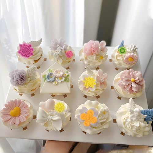 6Pcs Flower Molds Silicone Chocolate Mold Daisy Flower Fondant Cake Mold Rose Candy Moluld Polymer Clay Resin Mold Soap Ice Cube Jello Molds for Baking Cake Cupcake Decorating Wax Making - color: Peony Mold