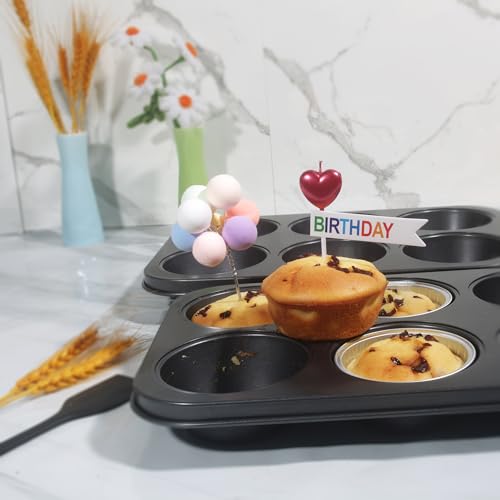 Non-Stick Black Jumbo Muffin Pans, 6-Cup Set of 2 - color: Black