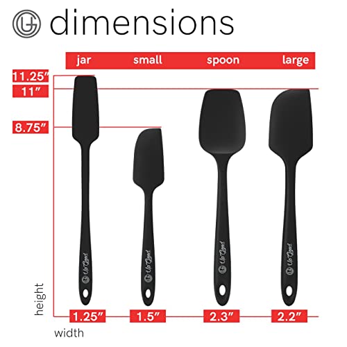 UpGood Silicone Spatula Set 600°F - High Heat Resistant Nonstick, Small and Large Kitchen Spatulas - Flexible BPA Free Professional Grade Cookware - Utensils for Cooking, Baking, Mixing(4 Pcs, Black) - color: Black