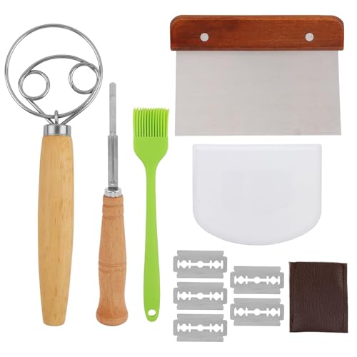 Danish Dough Whisk Set, Dough Hook, Bread Lame, Bench Scraper