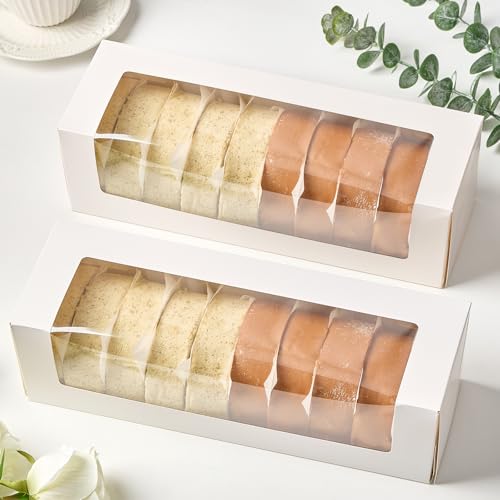 Ocmoiy Roll Cake Boxes with Window, 12x4x3.5 Inches, 24 Pack