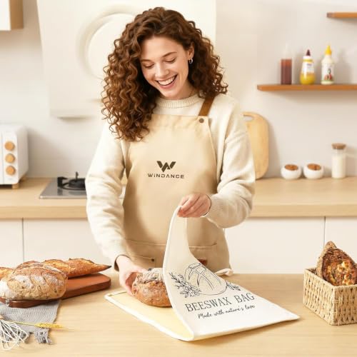 WiNDANCE Beeswax Bread Bags with Zipper, XL 13x17in, 2 Pack - color: Basic01