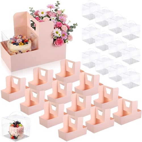 Qinyoung 12 Sets Wedding Gift Baskets with Handles - color: Pink
