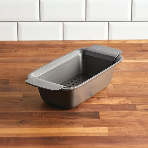 Rachael Ray Bakeware Meatloaf/Nonstick Baking Loaf Pan with Insert, Gray, 9 Inch x 5 Inch (Pack of 6) - size: 9 Inch x 5 Inch (Pack of 6), style: Loaf Pan