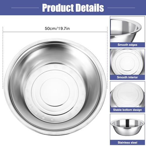 Nuogo 2 Pack Large Mixing Bowls 17 Quart Stainless Steel Flat Base
