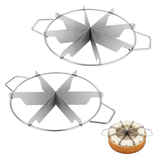 2 Pieces Stainless Steel Pie Cutter And Cake Slicer Set, 8-Cut And 6-Cut Round Divider With Side Handles For Even Slices, Rust Proof For Commercial Home Baking