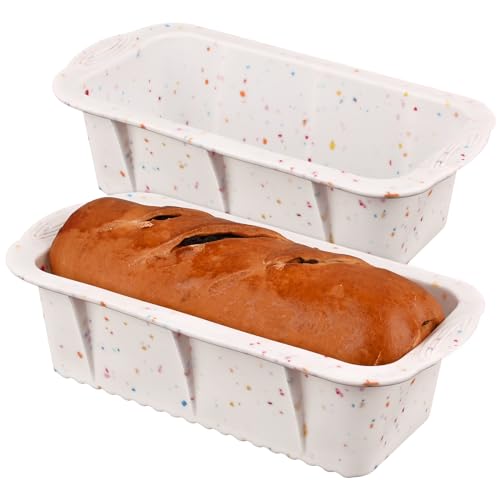 Sakolla 2 Pack Silicone Bread Loaf Molds, Nonstick Easy Release Rectangle Silicone Loaf Pan for Baking Cake, Meatloaf, Banana Bread, Brownies, and Quiche (Confetti) - size: Silicone Loaf Pans/2 Pcs