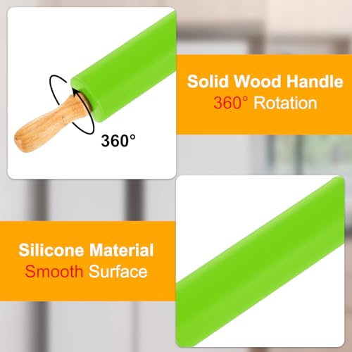 uxcell 6.7 Inch Silicone Rolling Pin Small Dough Roller Green - color: Green, size: 6.7 Inch
