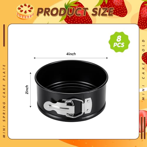 Sunnyray 8 Pcs 4 Inch Springform Pans Mini Cheesecake, Black - color: Black