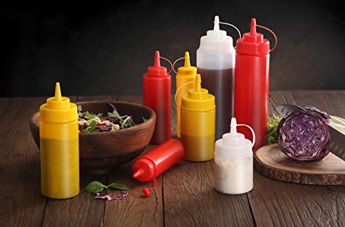 New Star Foodservice Plastic Squeeze Bottles, 16oz, 6 pk, Red - color: Red