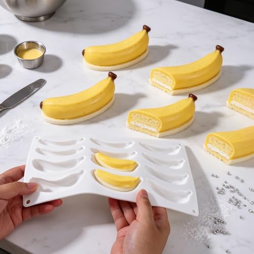 2Pack Banana Silicone Mold for Mousse Cake, Fruit Pudding Banana Molds - color: 24-Cavity Banana