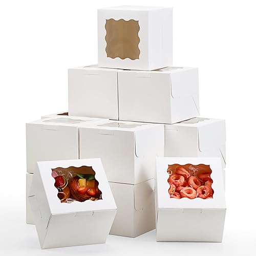 Moretoes 15pcs 6x6x5in Cake Boxes Bakery Carriers, Small Bento Cake Contain - size: 6*6*5in