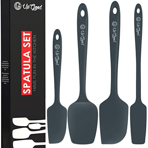 UpGood Silicone Spatula Set 600°F - High Heat Resistant Nonstick, Small and Large Kitchen Spatulas - Flexible BPA Free Professional Grade Cookware - Utensils for Cooking, Baking, Mixing(4 Pcs, Grey) - color: Gray