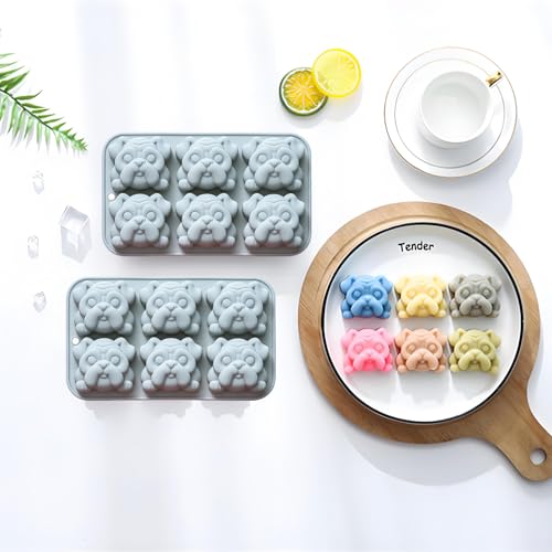 2PCS Silicone Bulldog Molds, 6 Cavity Bulldog Chocolate Molds for Candy - color: Blue(R0174)