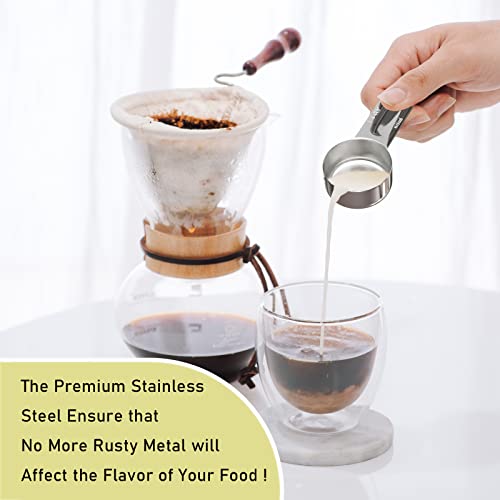 2PCS 1/4CUP(60ml, 2oz) Measuring Cup, 18/8 Stainless Steel Measure Scoop - size: 1/4cup|60ml|2oz
