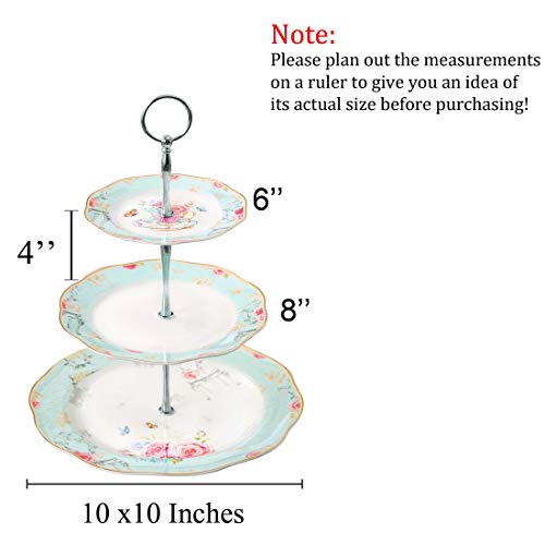 Jusalpha Light Blue 3-tier Ceramic Cake Stand- Cupcake Stand