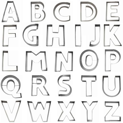 Capital Letter Alphabet Shaped Cookie Cutters Set Stainless Steel 26Pcs 2in - size: 2-Inch