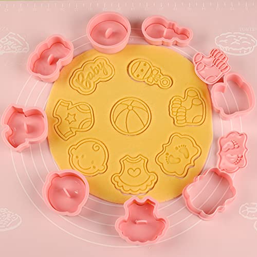 Baby Shower Cookie Cutters Set, 8 Pcs Cookie Cutter with Plunger Stamps, Cute Cookie Cutters for Baby Shower Biscuit Cheese Baking - color: Baby Shower Cookie Cutters With Plunger Stamps