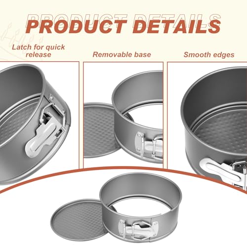 4 Pcs 6 Inch Nonstick Springform Cheesecake Pan with Removable Bottom Gray - color: Gray, size: 6 Inch