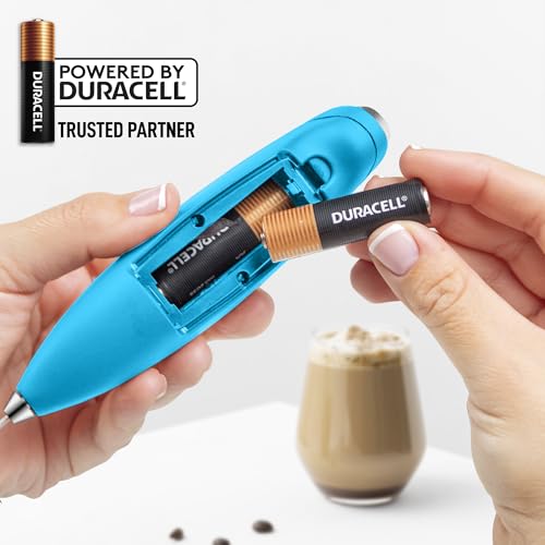 Zulay Kitchen Powerful Milk Frother Wand With Duracell Batteries - Ultra Fast Handheld Drink Mixer - Electric Whisk Foam Maker for Coffee, Lattes, Cappuccino & Matcha - Double Whisk - Teal - color: Tropical Teal, size: Double Whisk + Batteries