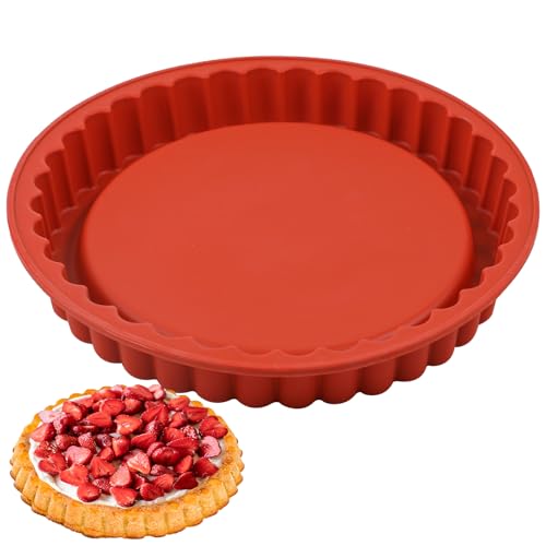 Webake 11-Inch Silicone Flan Tart Pan, Nonstick Large Maryann Cake Pan Torte Pan, BPA-Free - size: Large