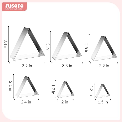 FUSOTO 6PCS Triangle Cookie Cutter Set - Triangle Shaped, 1.5-4 Inch - color: Triangle