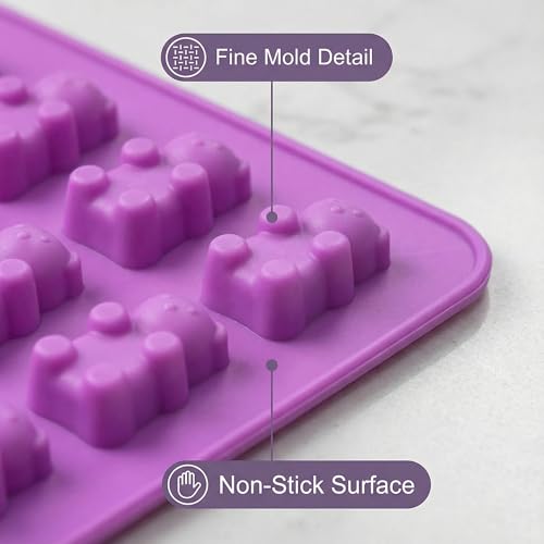 5Pcs Gummy Candy Molds - Silicone Gummy Mini Bear Molds with 2Pcs Dropper,Non-stick and Bpa Free for Candy Chocolate Gummies Baking - color: 5pcs Mini Bear Molds