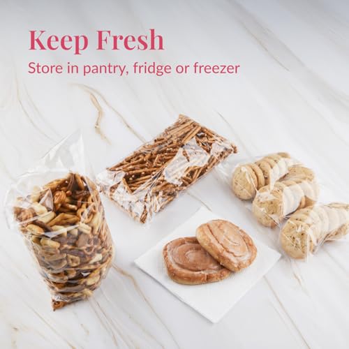 Prestee 200 Pack Self-Sealing Cellophane Bags 6x10 - Clear Bags for Small Gifts, Cookies, Candy, and Bakery - Airtight Goodie Bag for Gift Giving and Packaging - Food-Safe Plastic Treat Bag - style: Self-Sealing