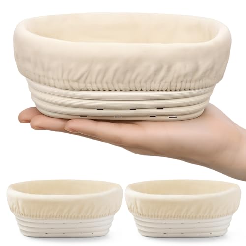 Fanfanwin Mini Banneton Proofing Baskets with Liner, 2 Pack, Oval - style: Oval