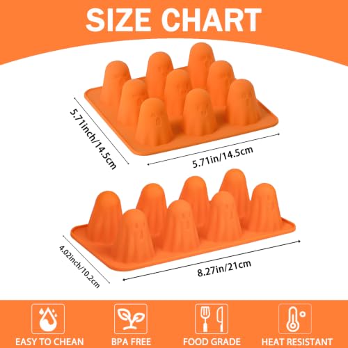 2PCS Ghost Silicone Molds for Chocolate and Candy, Halloween Baking Molds - color: Orange(Ghost)-R0271