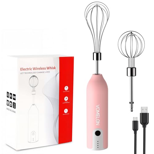Electric Egg Beater Whisk, USB Charging Mixer, Three-Speed Adjustment, Suitable for Whisking Eggs, Cream, Sauce, Jam Supplements and More, Pink - color: Pink