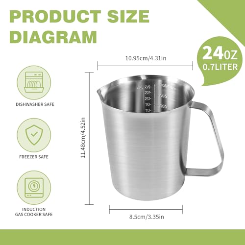Stainless Steel Metal Measuring Cup w/Handle for Liquid,24&24oz - size: 24 oz+24 oz