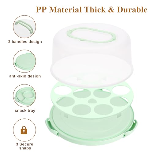 Cake Carrier with Lid and Handle - Cake Containers, BPA-Free，Perfect Gifts - color: Green