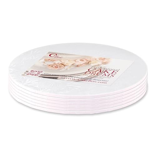 Cakebon Cake Boards 10" White Round Cake Drums 1/8" Thin Wrapped 6Pack - size: 10 Inch