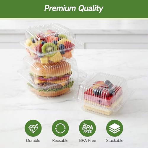Dealusy 100 Pack Extra Heavy Duty Clear Slice Cake Carriers