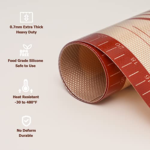 Sapid Thick Silicone Pastry Mat Baking Dough Rolling Extra Large 20" x 28" - color: Red, size: 28"L x 20"W