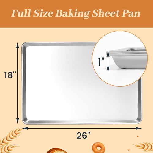 Aluminum Baking Sheet Pans, Full Size 26"x18", 6 Pack - size: Standard 26"×18" (Full Size 6 Pack)