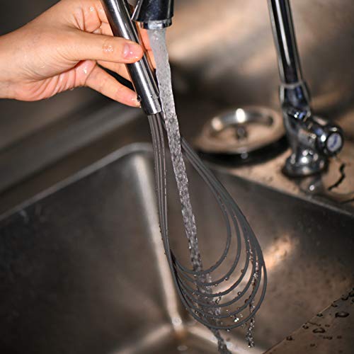 Flat Whisks Stainless Steel,3 Pack 10''+11''+12'' Set Premium Sturdy-6 Silicone Heads Non Stick Wires Whisk for Blending Beating Stirring Kitchen Cooking Color Grey by Jell-Cell - color: Gray