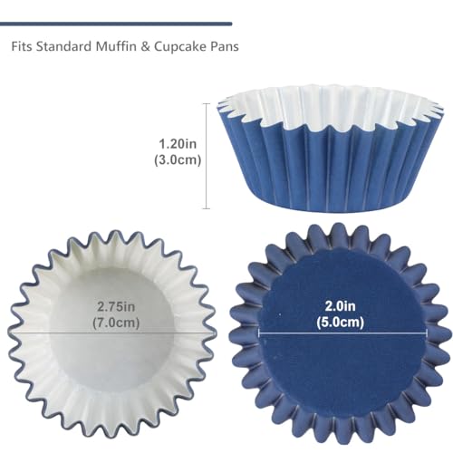 Caperci Heavy Duty Navy Cupcake Liners Standard Muffin Baking Cups 150pcs - color: Navy Blue