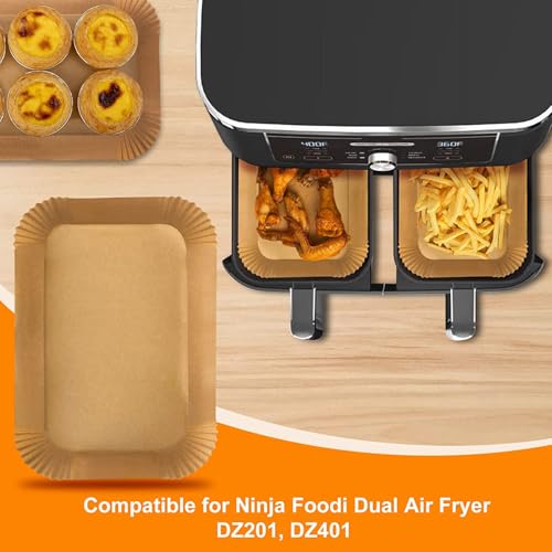 Air Fryer Liners Disposable for Ninja Dual, 8.6 x 5.5in, 100 Pcs - size: 8.6*5.5"Rectangle-100 PCS
