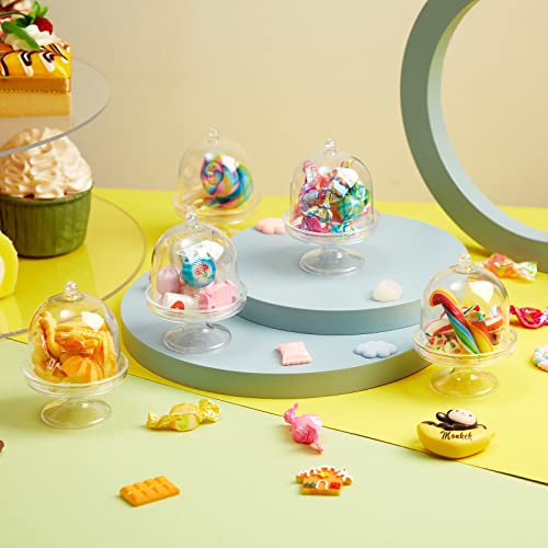 Tessco for you 48 Pcs Plastic Mini Cake Stand with Dome Lid,Gold, Clear - color: Gold, Clear