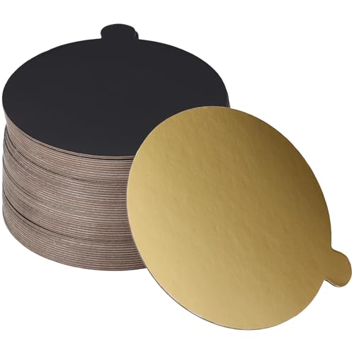 Round Cake Board | Gold & Black Corrugated Cardboard | 5 Inch | 50 Pack