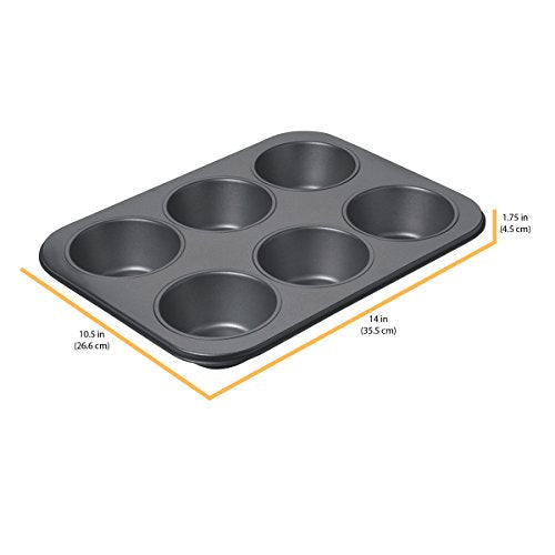 Chicago Metallic Professional 6-Cup Non-Stick Muffin Pan, Make up to 6 large muffins, cupcakes, quiches, egg cups, and more,14-Inch-by-10.25-Inch - size: 6-Cup, style: 6-Cup Muffin Pan