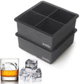 Large Ice Cube Trays Silicone (2.5-Inches) - Large Ice Tray Molds for making 4 Giant Ice Cubes for Whiskey (black 2 pack) - color: black 2 pack