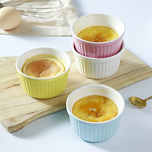 Ramekins 6oz Oven Safe,Creme Brulee Ramekin and Souffle Dishes,Porcelain Baking Bowls,Dipping Sauce Dish.Pudding Cups,Set of 6,Red - color: Red