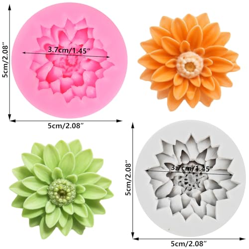 3D Chrysanthemum Silicone Mold Flower Fondant Cake Molds Set Of 2 - color: Style H