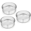 E-far 6 Inch Cake Pan Set of 3, Stainless Steel Round Smash Cake Baking Pans Tins, Non-Toxic & Healthy, Mirror Finish & Dishwasher Safe - size: 6 x 2 Inch