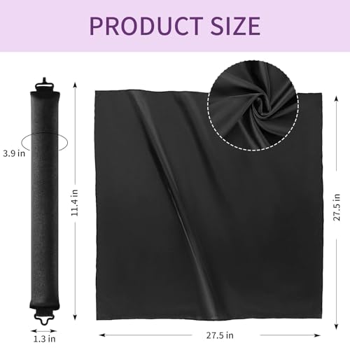 Heatless Curls Overnight Hair Curlers - 4 Pcs No-Heat Curling Rod to Sleep In,Velvet Hair Rollers with Satin Wrap - color: Black(Pack of 4)