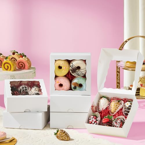 6"x6"x2½ 20PCS White Bakery Boxes with Window
