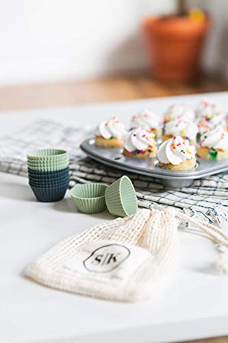 The Silicone Kitchen Reusable Mini Silicone Baking Cup, Non-Toxic, BPA Free, Dishwasher Safe, Mini, 48 Pack, White Blue Green - size: Mini (Pack of 2)